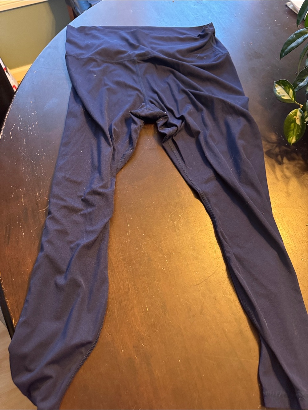 Ladies XXL High Rise Blue Stretch Leggings